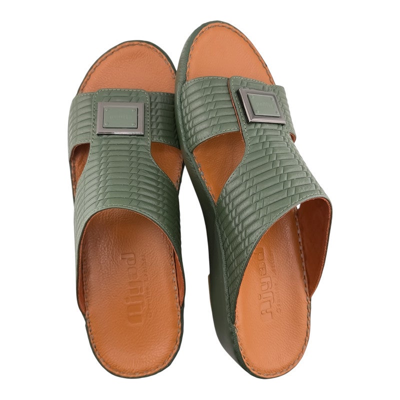 AJYAD Handmade Arabic Sandals For Men | Outdoor Mens Slippers | Everyday Flip Flops Open Toe | Arabic Genuine Shamwa Leather | New Design | Tan Footbed | Comfortable & LightWeight - Image 2